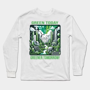 Futuristic Green City and Energy: Grow Green Long Sleeve T-Shirt